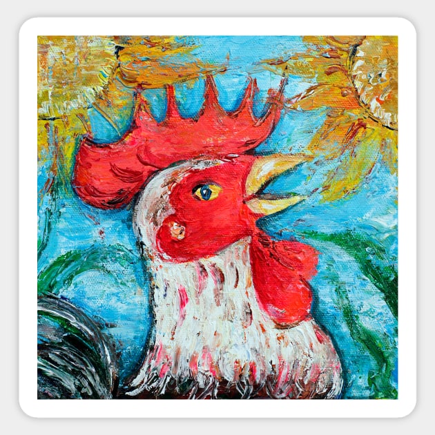 Happy Cheery Red Rooster Sticker by Nalidsa